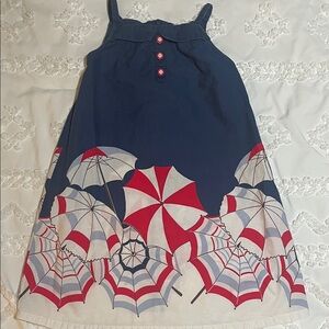Janie and Jack Navy Dress with Umbrella Print Nautical Size 3T Cotton